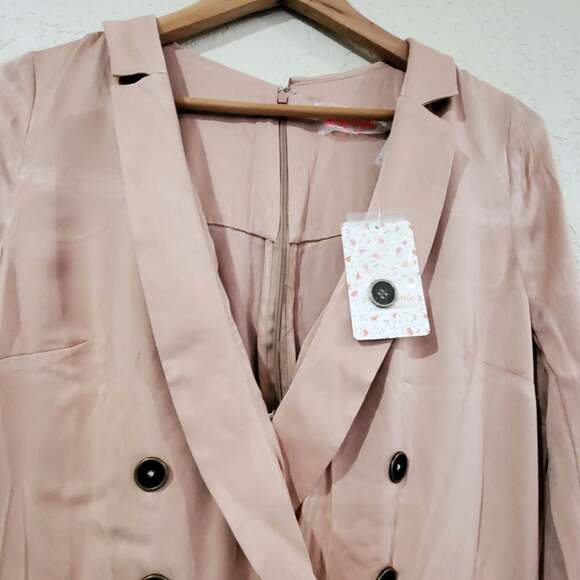 Free People Jumpsuit Womens Sz 8 Mystic Tan Pink Satin Silky Glam Festival Party - Picture 5 of 12